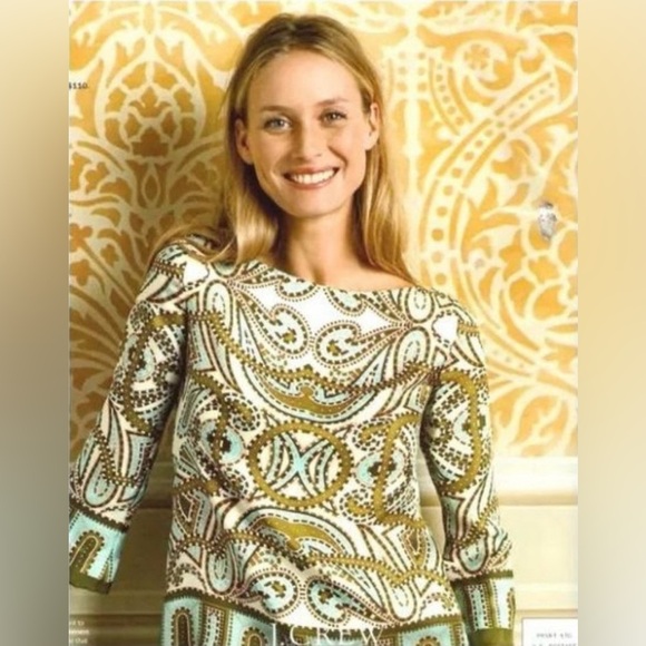 J. Crew Tops - J.Crew Talitha Trastevere Silk Top – Size 2 | 100% Silk | Boat Neck | 3/4 Sleeve